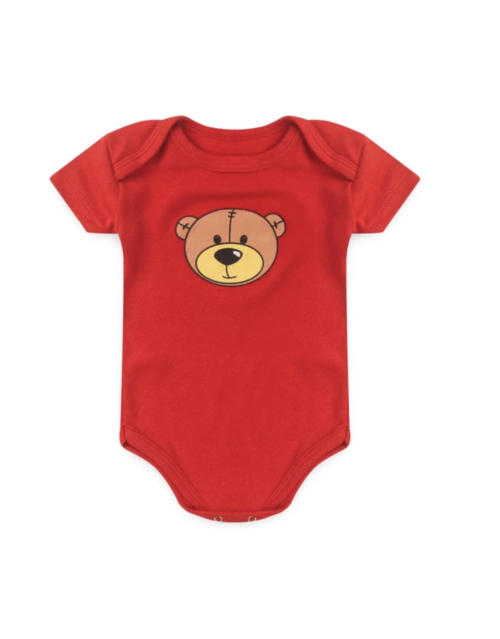 Conjunto Body Bebê Manga Curta Menino 2 Peças Urso Vermelho - TonTon Kids - Image 3